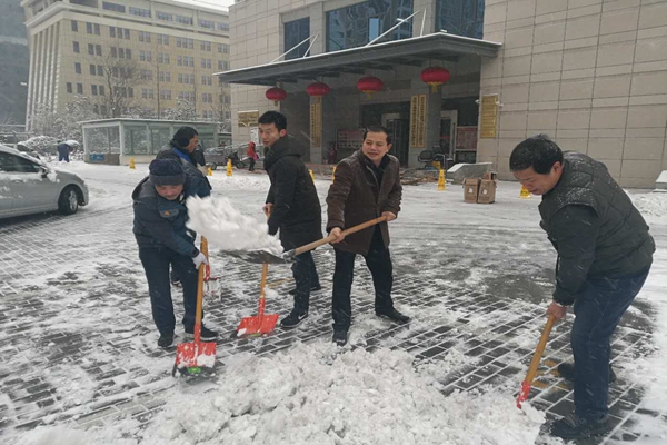 1.行政部部長劉曉閣、行政事務管理中心主任閻杰帶領志愿者開展掃雪活動.jpg